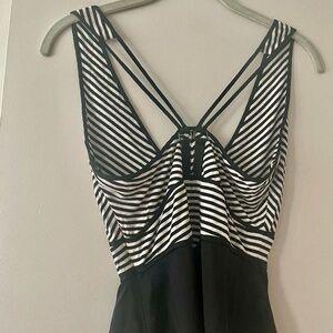 Fray black & white striped peplum tank P/S silk  made in Italy